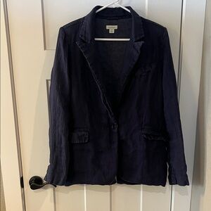 Sundance Linen Blazer M Navy Blue Lightweight Spring Jacket NWOT